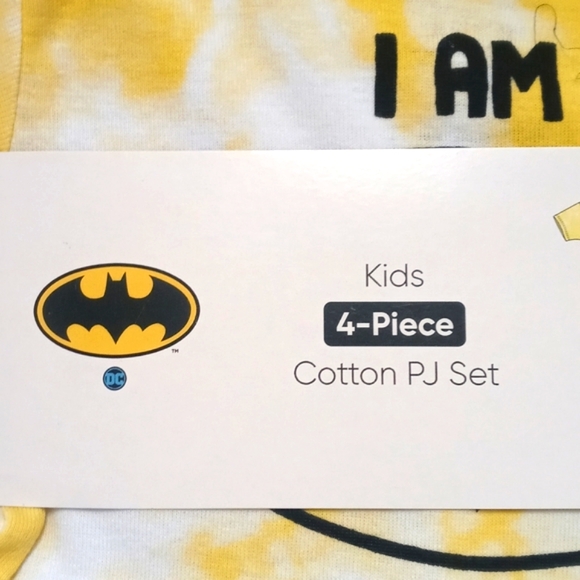 Batman DC & WB 4-Piece Kids Cotton PJ Set. Yellow n Black SZ 2 Beog920 - Picture 2 of 6